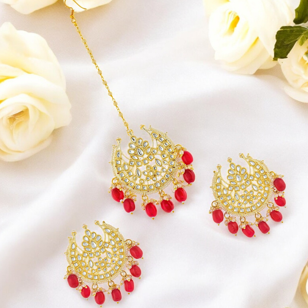 RED ADORE CHANDBALI SET