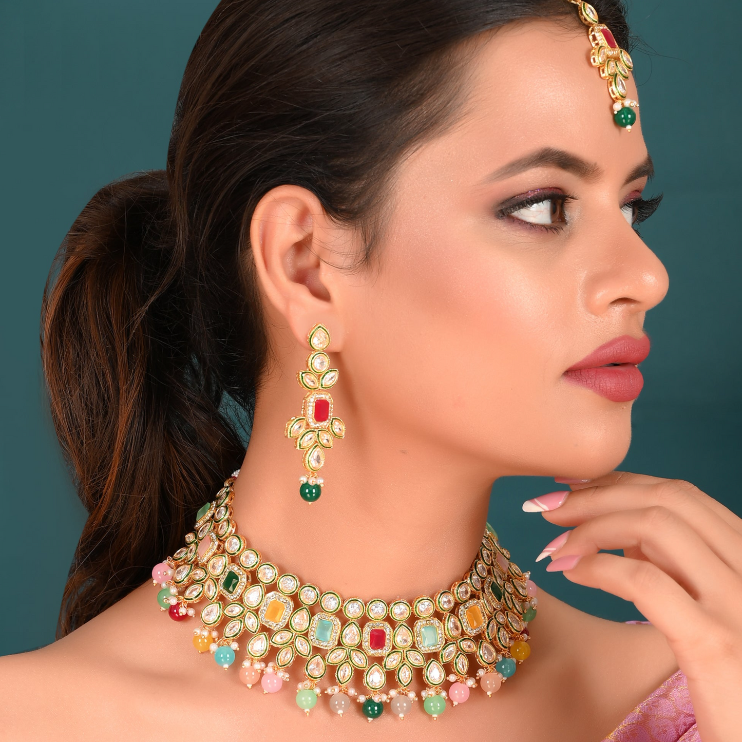 MULTI 1 KUNDAN JASMINE FULL SET