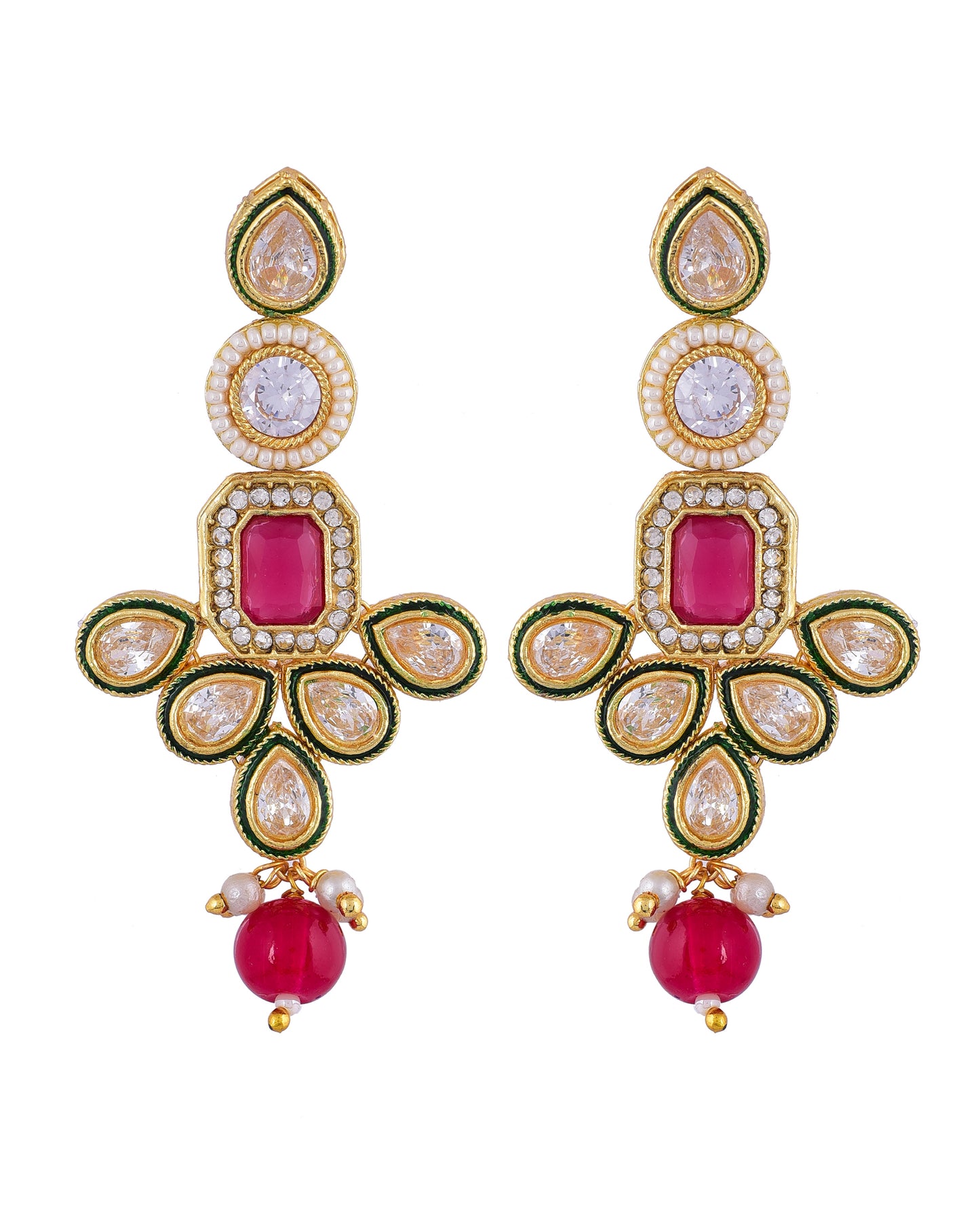 PINK KUNDAN JANIE FULL SET