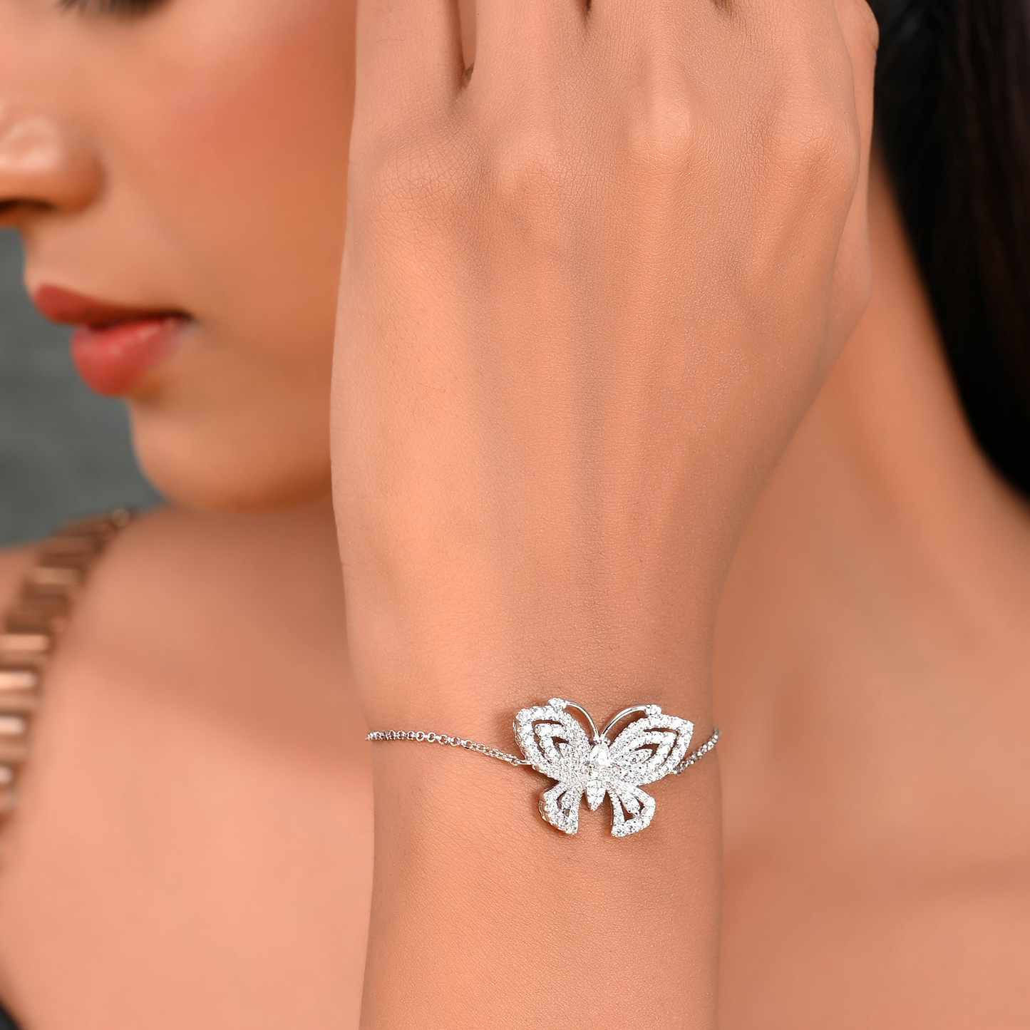 SILVER DIAMOND BUTTERFLY BRACELET