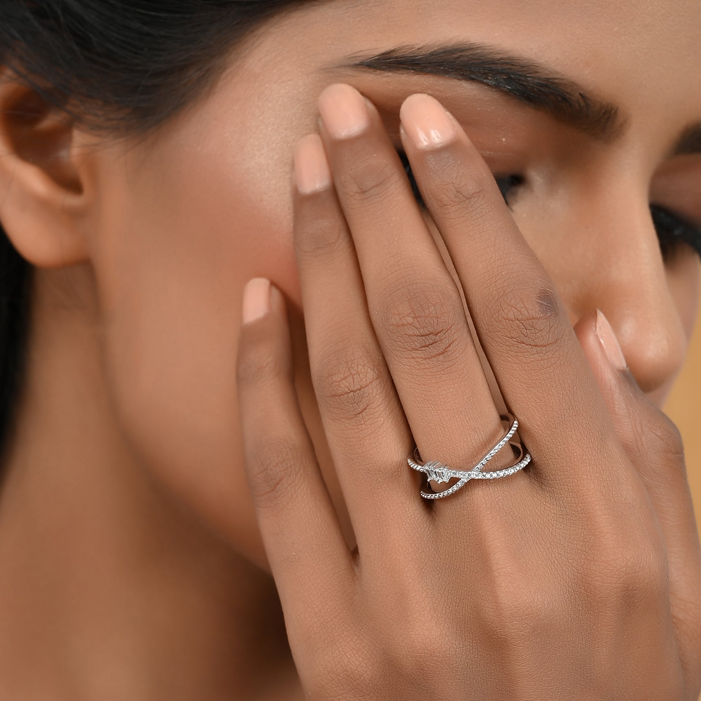 SILVER DIAMOND DUALCLUSTER RING