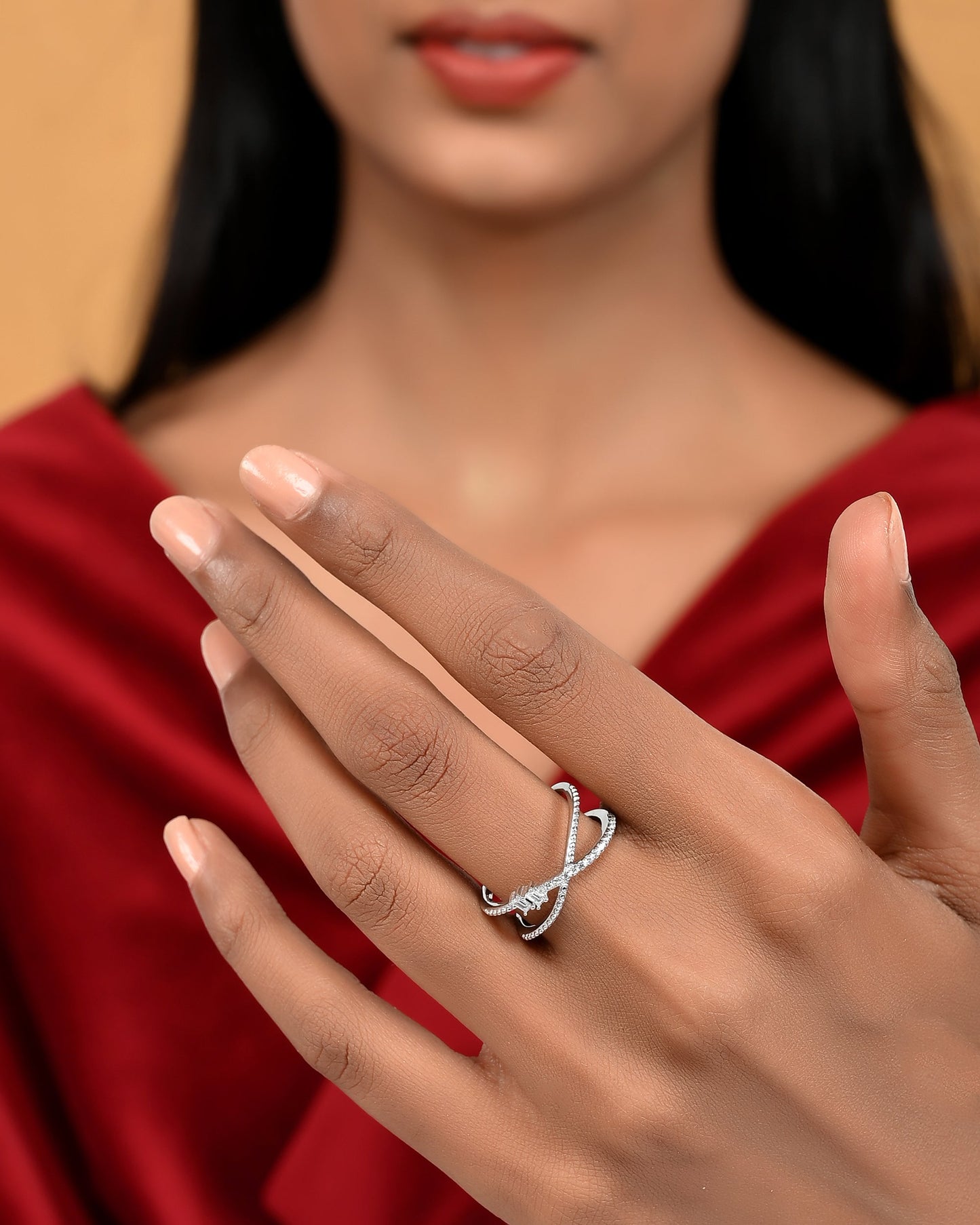 SILVER DIAMOND DUALCLUSTER RING