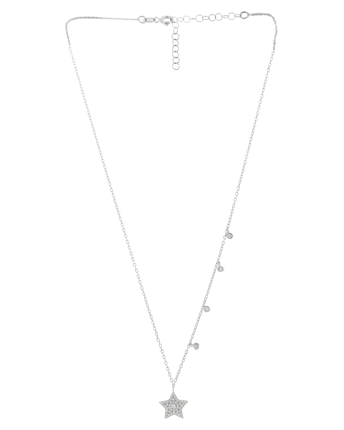 SILVER DIAMOND STAR NECKLACE