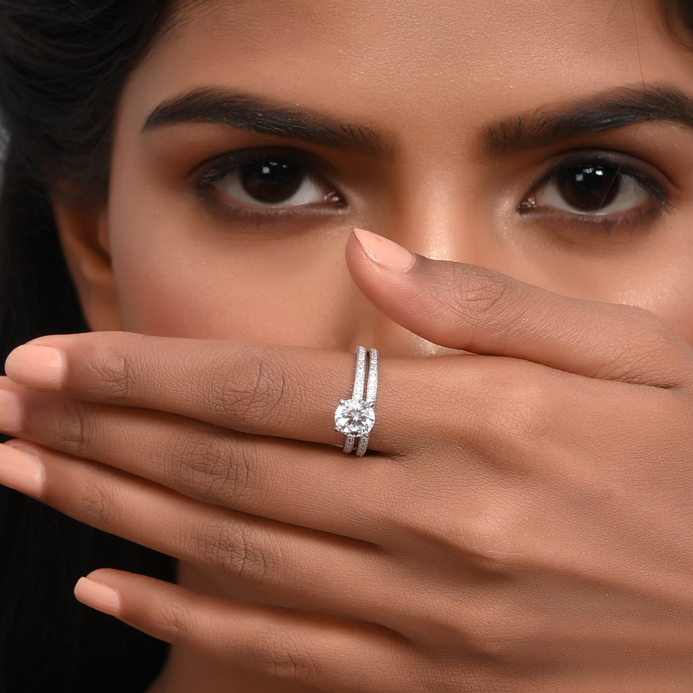 SILVER DUAL FROST DIAMOND RING