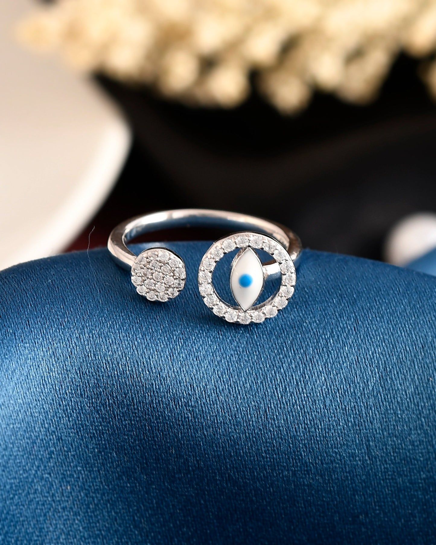 SILVER MINI EVILEYE RING