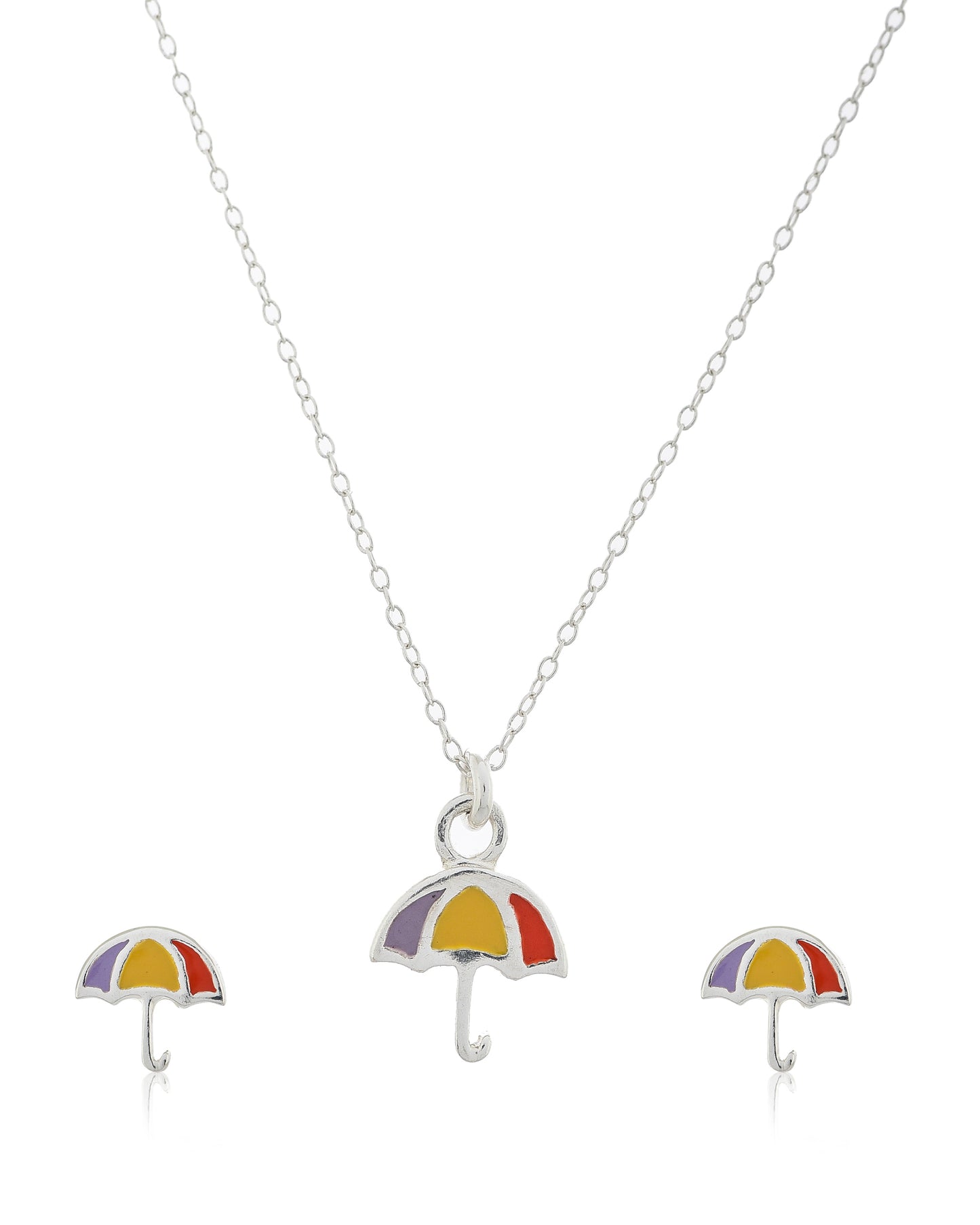 SILVER MULTICOLOR UMBRELLA NECKLACE SET