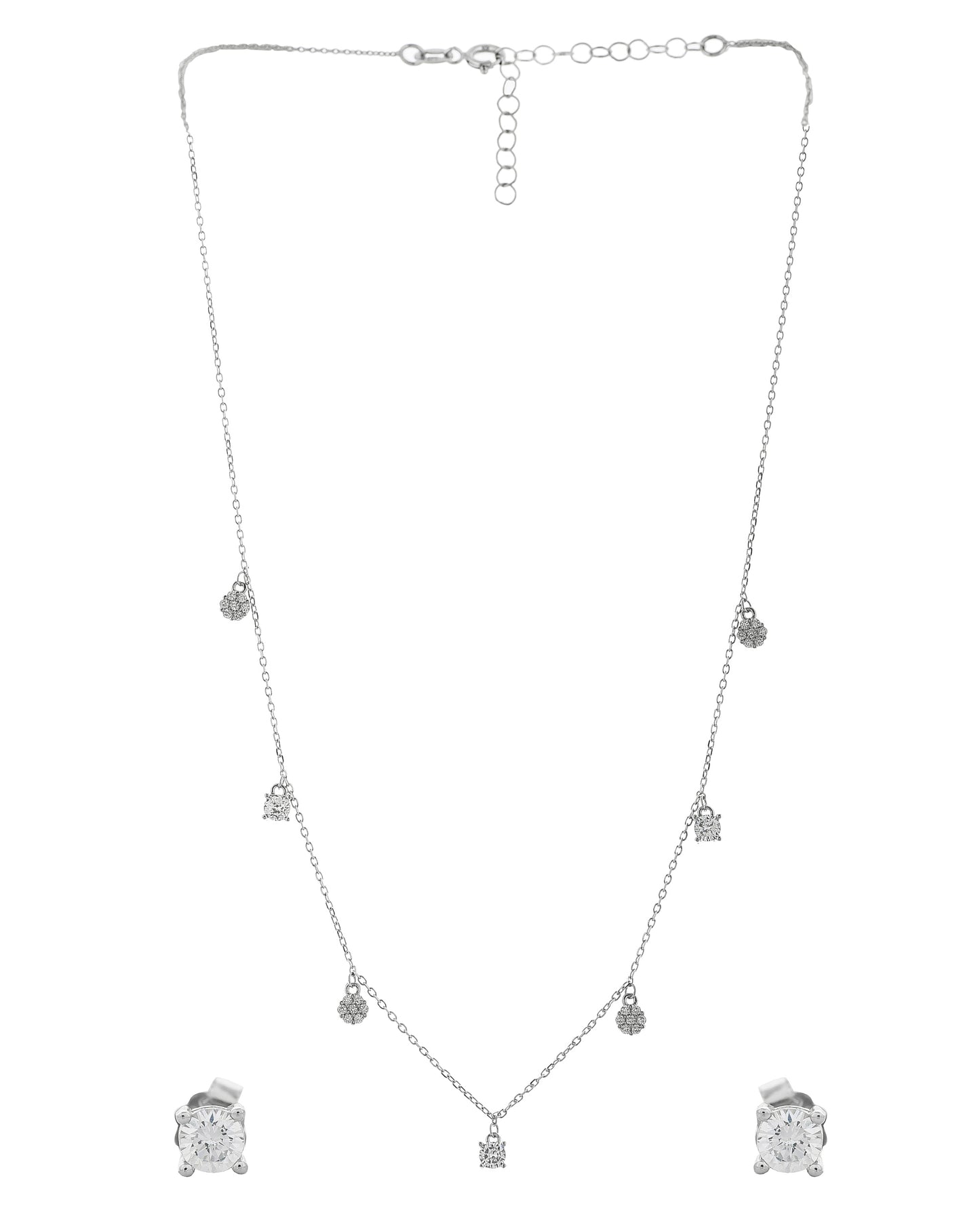 SILVER POPPY FOLRAL NECKLACE SET