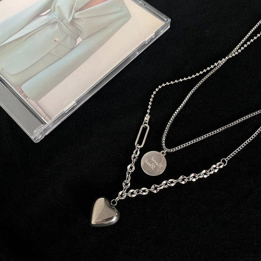 2 LAYERED COIN HEART NECKLACE