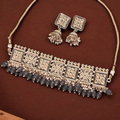 GREY ARUNIMA CHOKER SET