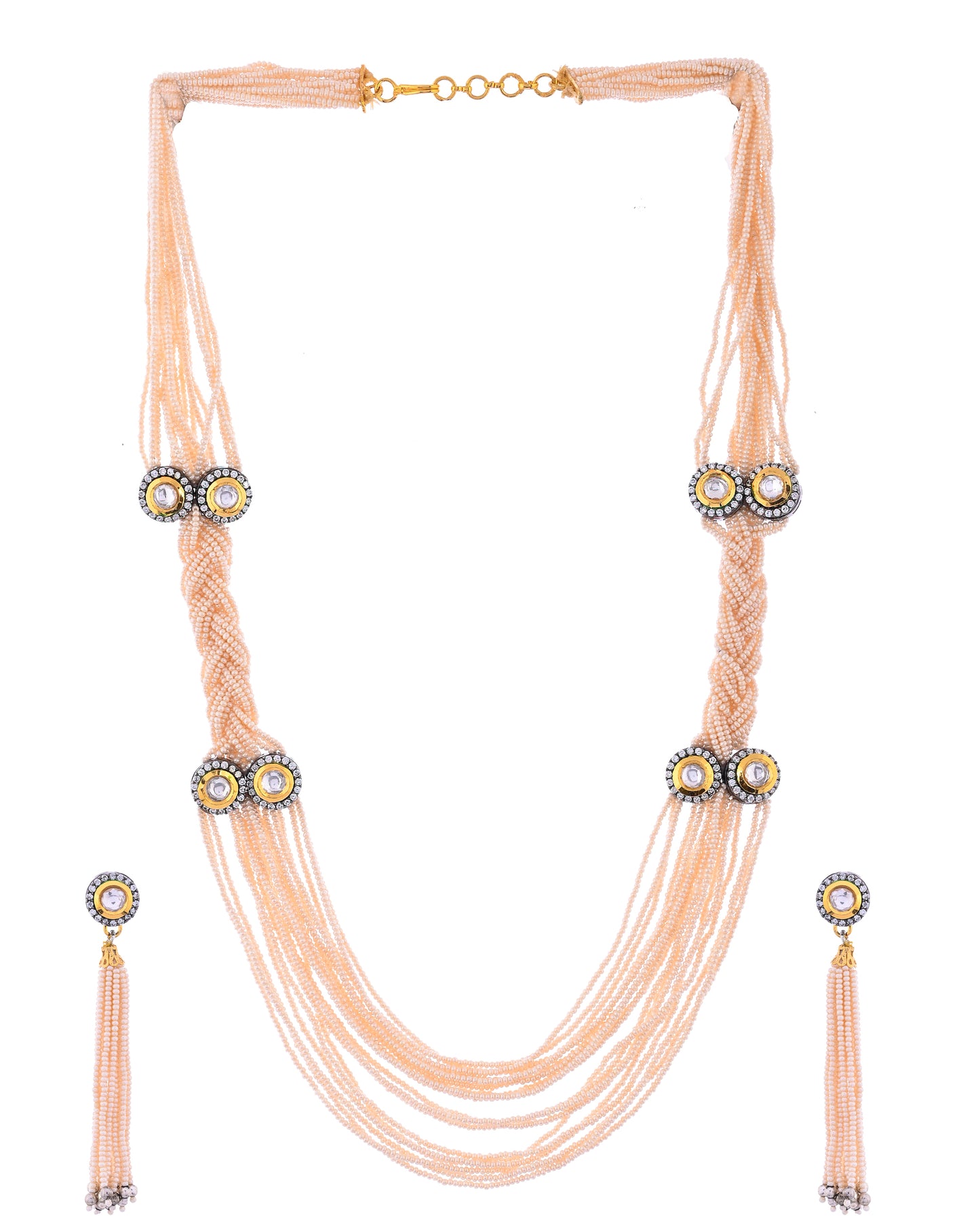 CREAM KUNDAN VASATI NECKLACE SET