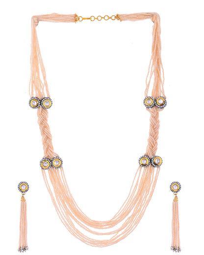 CREAM KUNDAN VASATI NECKLACE SET