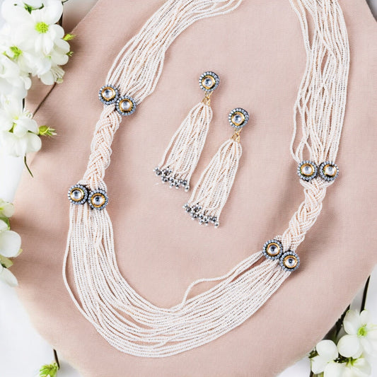 CREAM KUNDAN VASATI NECKLACE SET