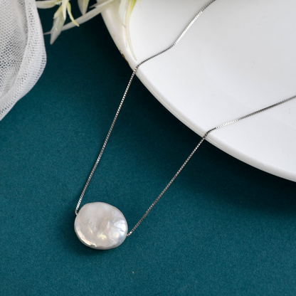 SILVER MOTHER OF PEARL NECKLACE