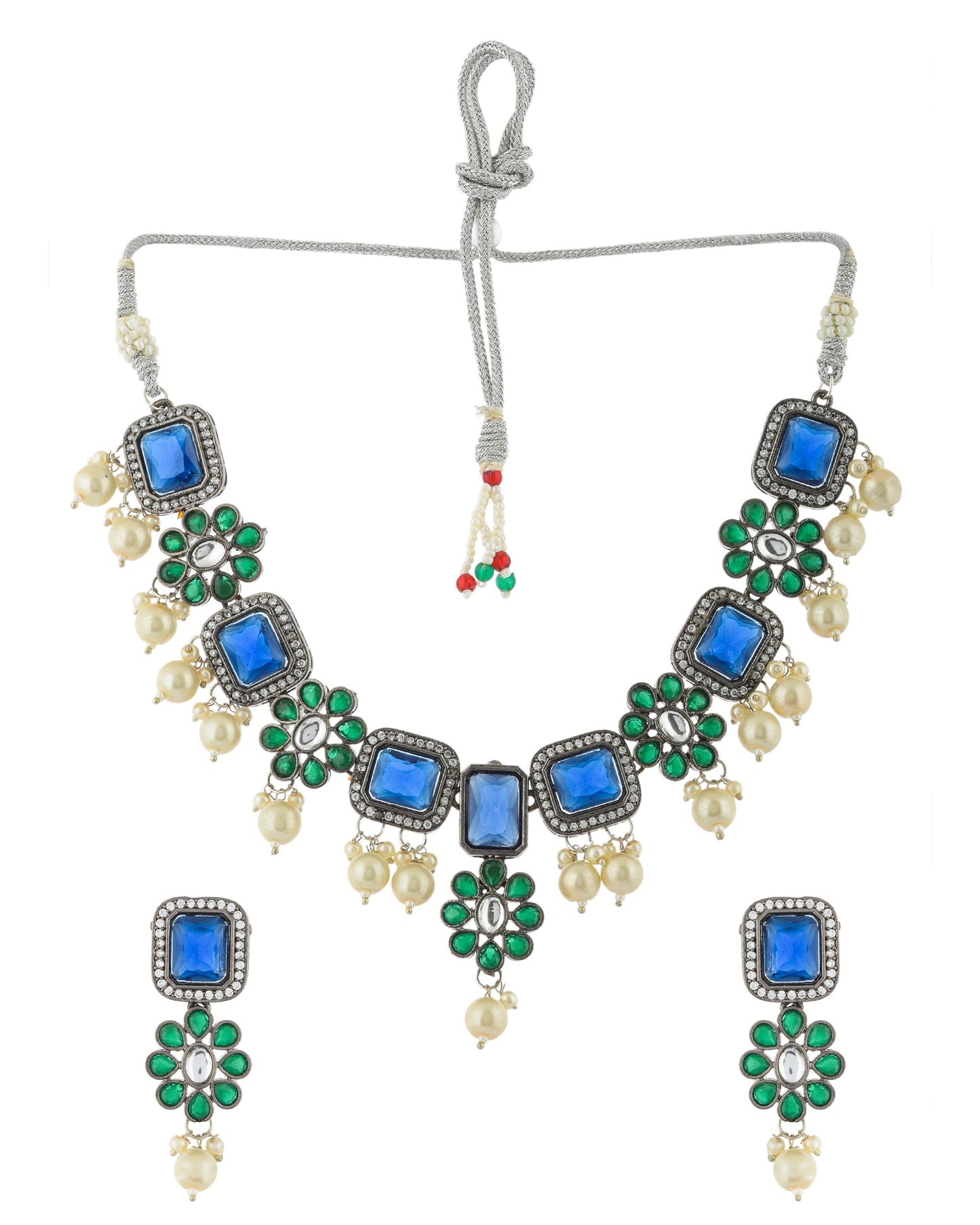 BLUEGREEN CRYSTA NECKLACE SET