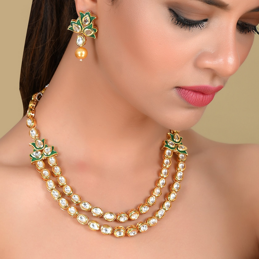 GREEN KUNDAN TORI SET
