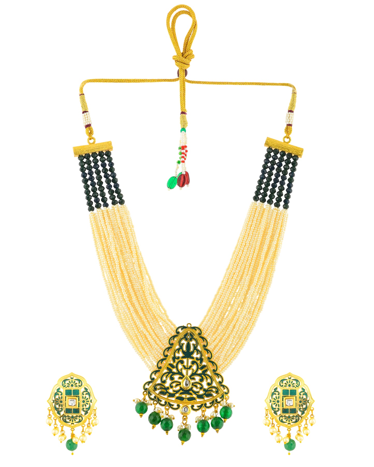 GREEN LORETTA MOTI NECKLACE SET