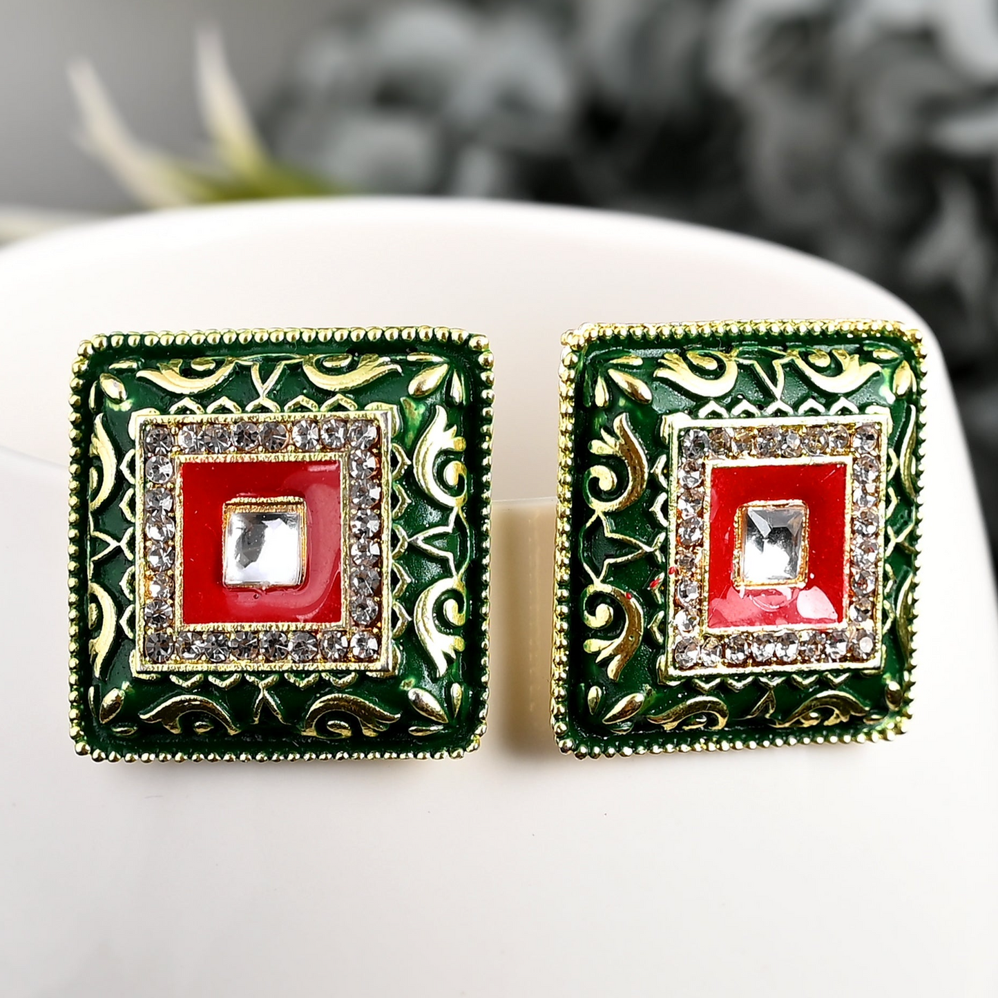GREEN SHAYU STUDS
