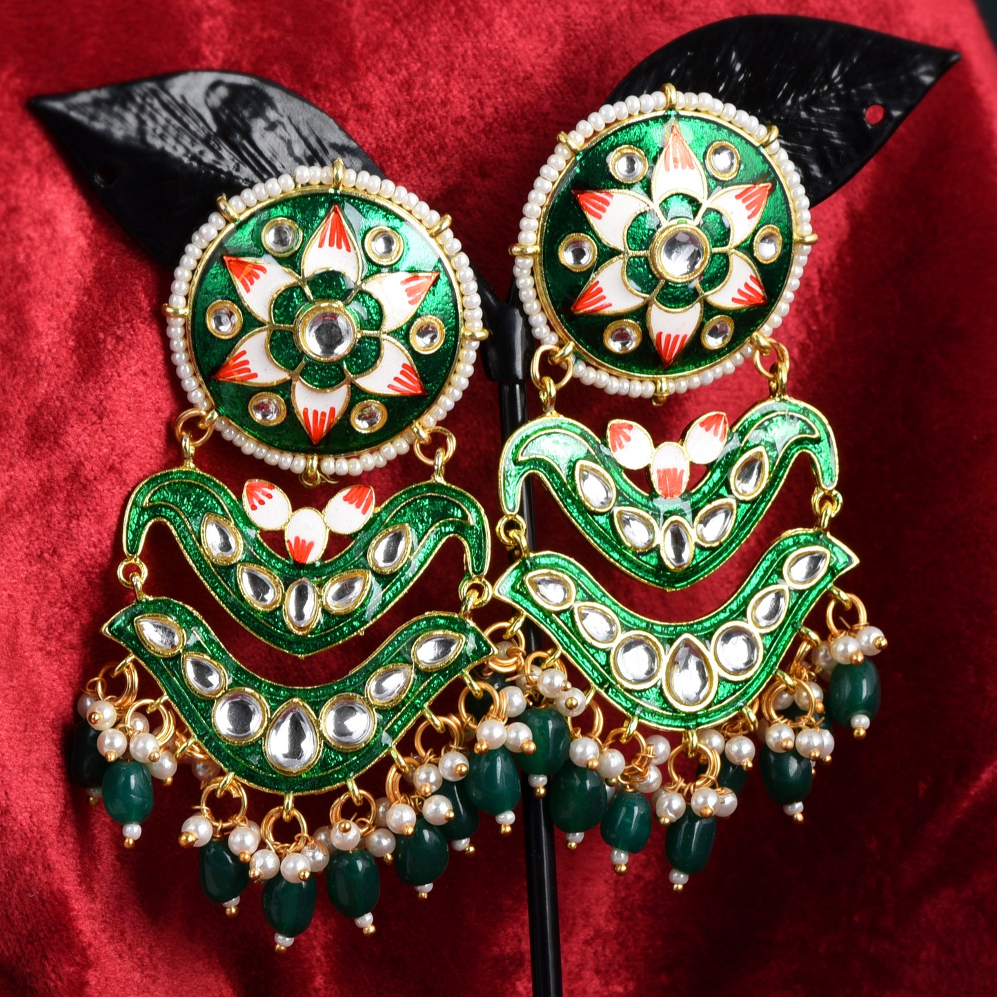 GREEN POOJA DANGLER