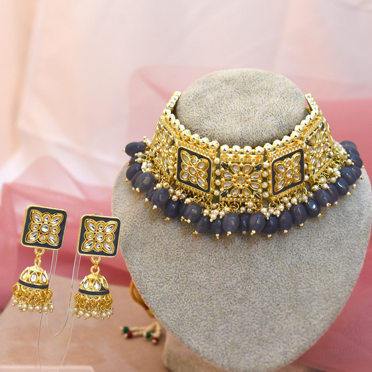 GREY ARUNIMA CHOKER SET