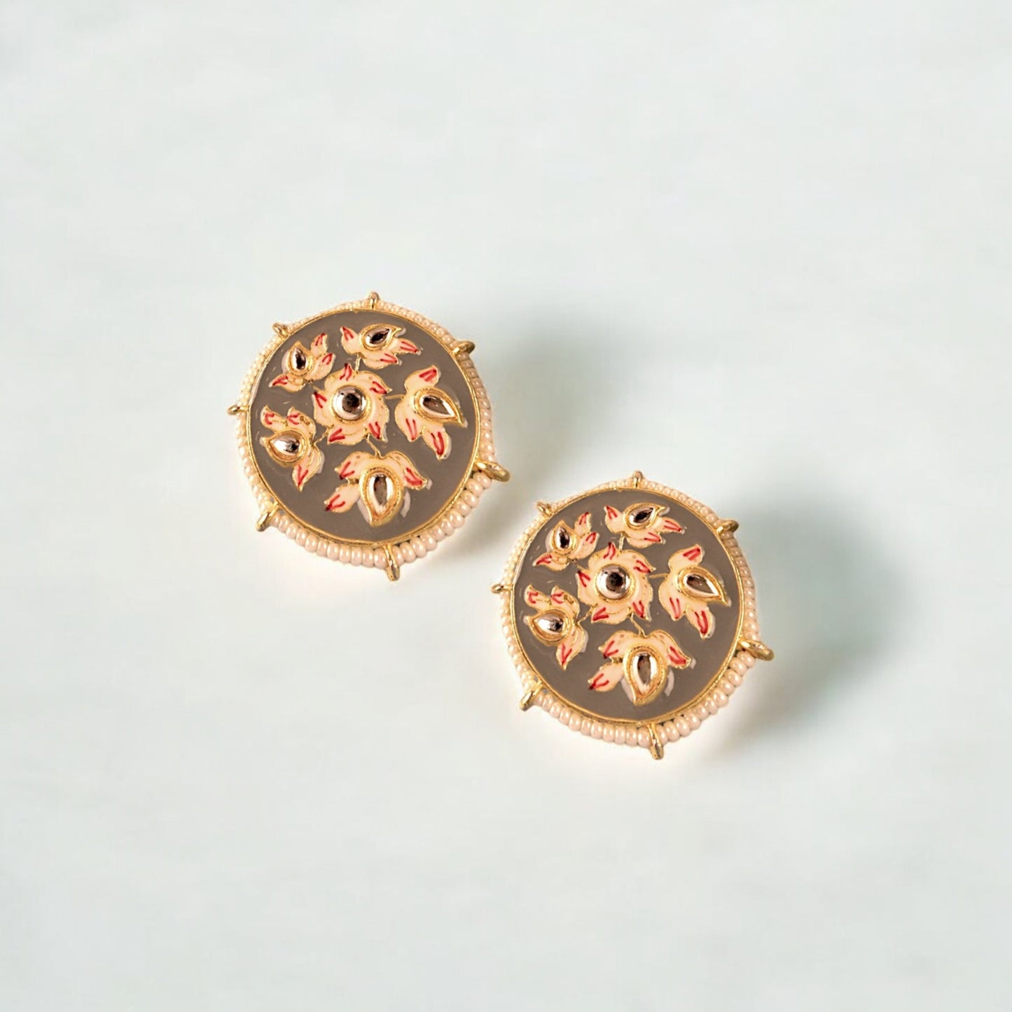 GREY PENNY STUDS