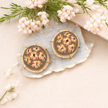 GREY PENNY STUDS