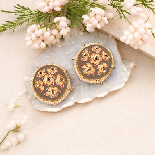 GREY PENNY STUDS