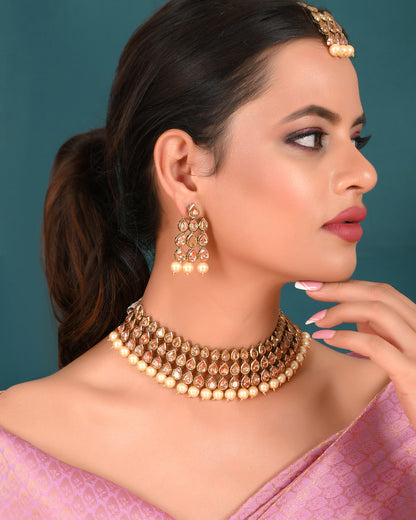 PEACH KUNDAN JAYNIE FULL SET
