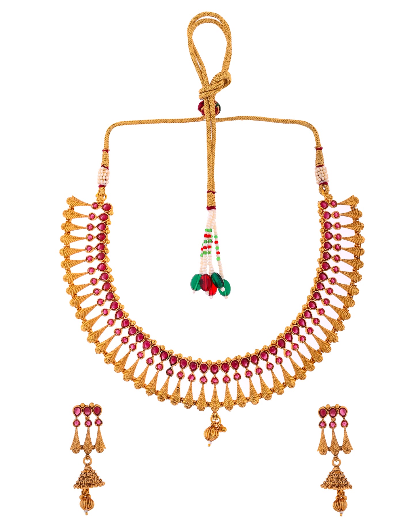 PINK GOLDEN JAIMINI NECKLACE SET