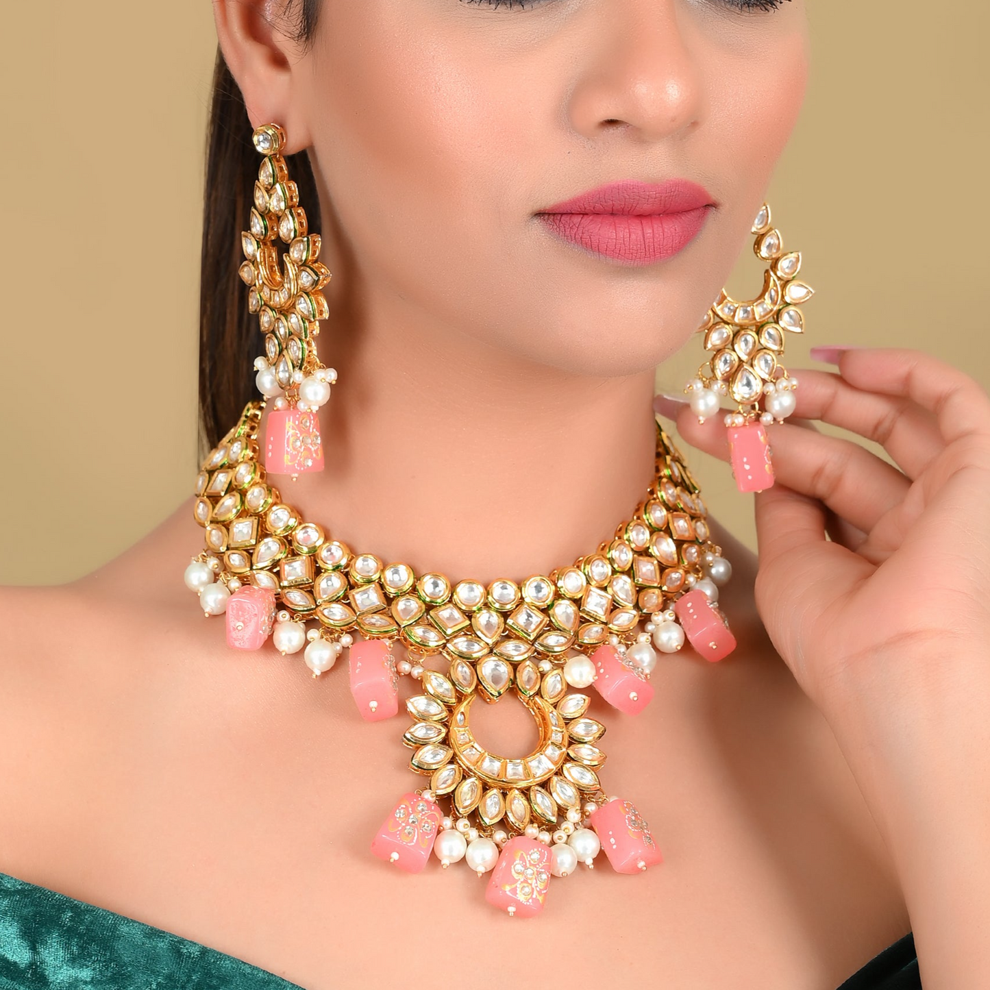 PINK KUNDAN FULL SET