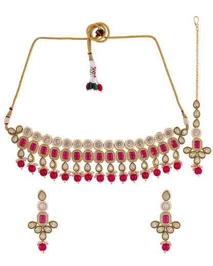 PINK KUNDAN JANIE FULL SET