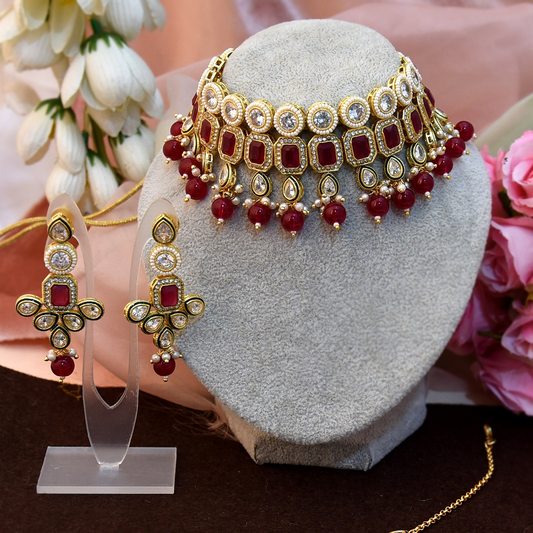 PINK KUNDAN JANIE FULL SET