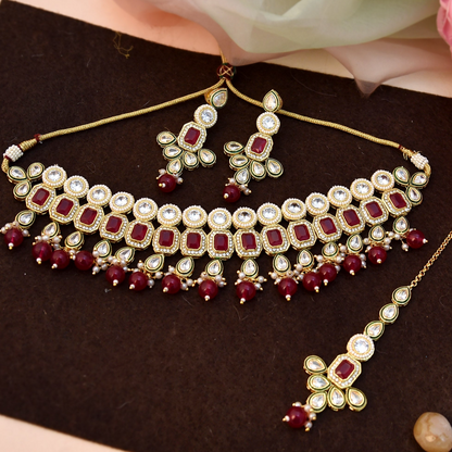 PINK KUNDAN JANIE FULL SET