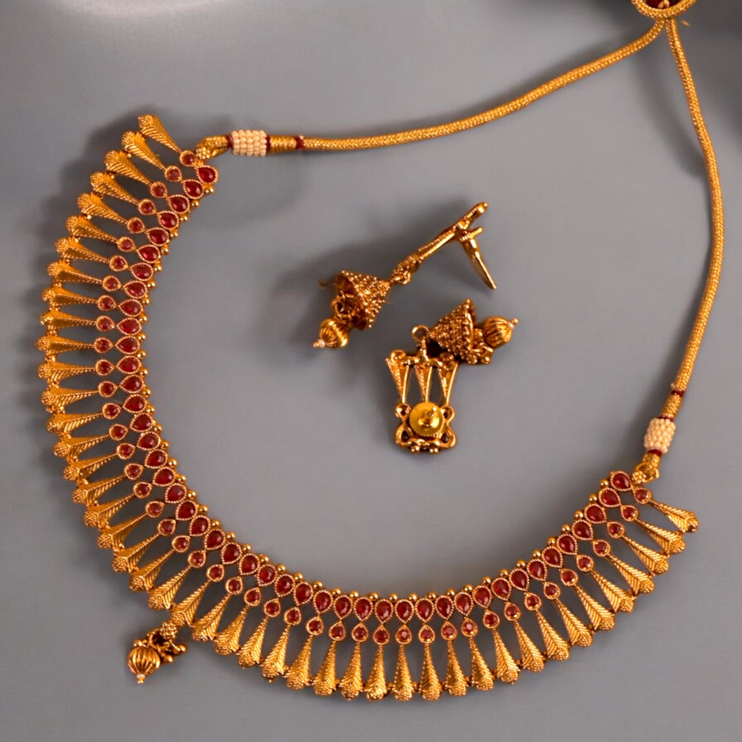 PINK GOLDEN JAIMINI NECKLACE SET