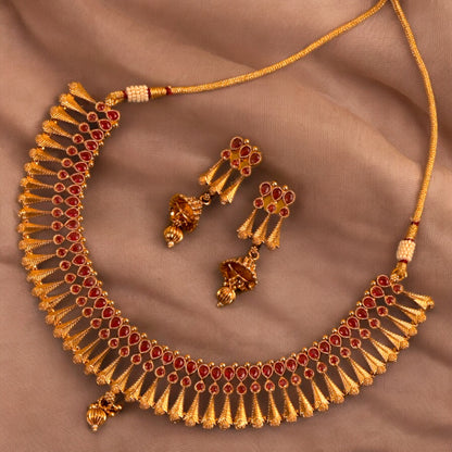 PINK GOLDEN JAIMINI NECKLACE SET
