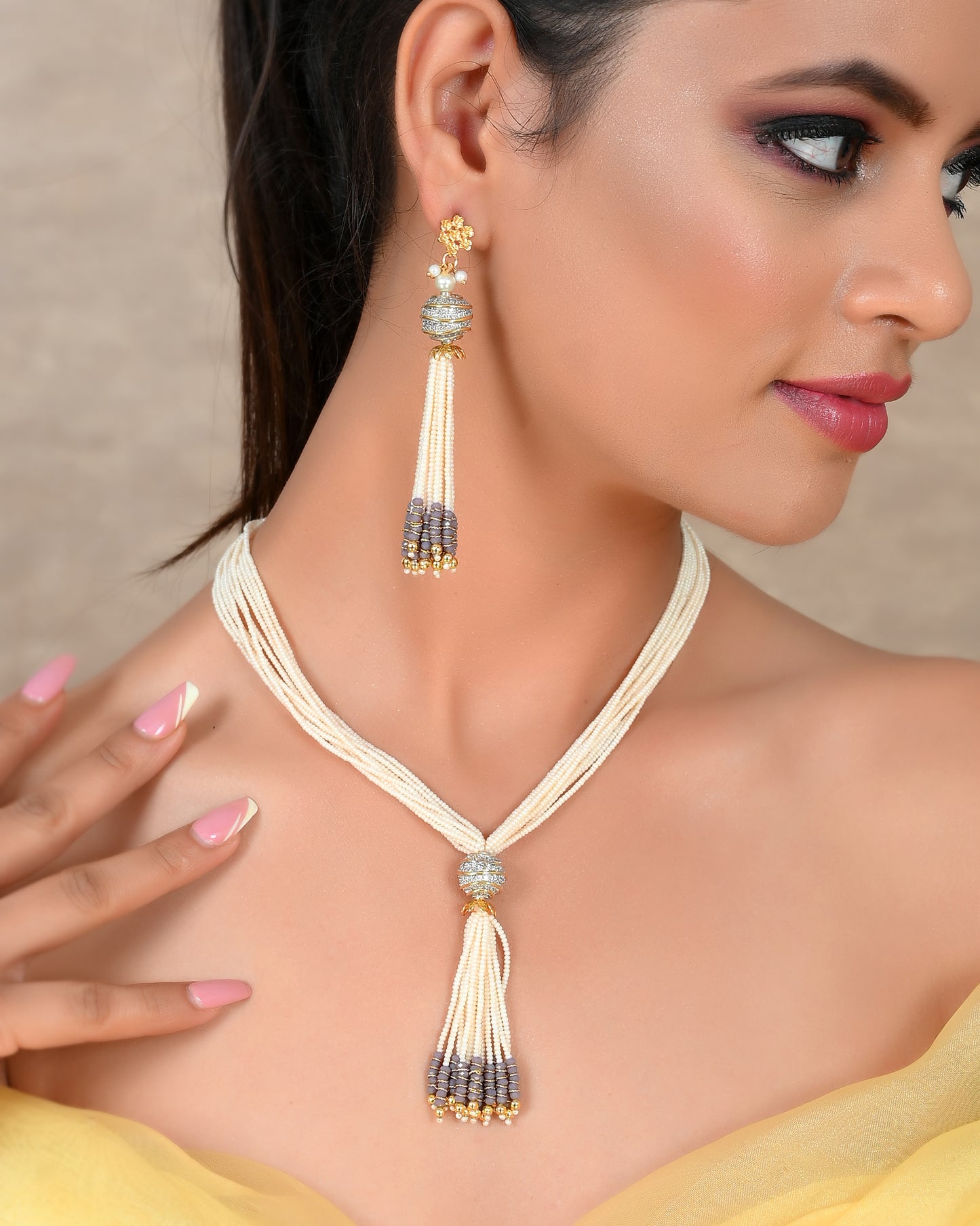 PURPLE PEARL VENETIA NECKLACE SET
