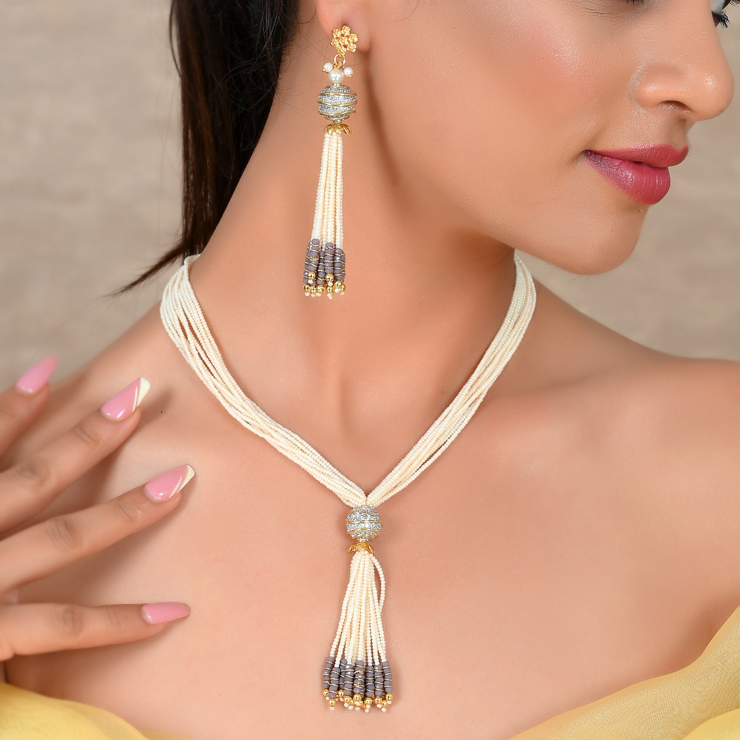 PURPLE PEARL VENETIA NECKLACE SET