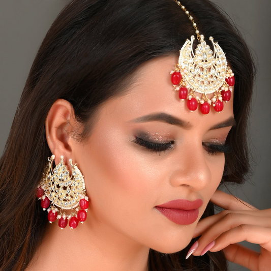 RED ADORE CHANDBALI SET