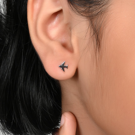 SILVER AIRPLANE EARRINGS
