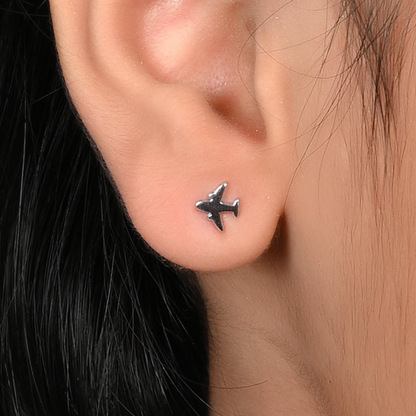 SILVER AIRPLANE EARRINGS
