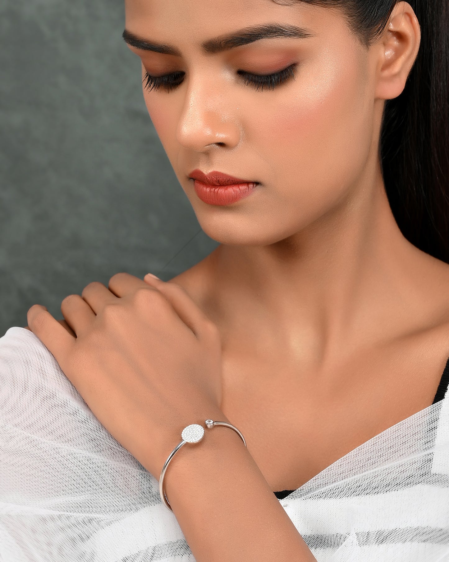 SILVER CIRCULAR STUDDED BRACELET