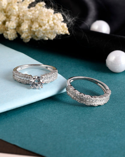 SILVER CRYSTA DAISY DIAMOND RING