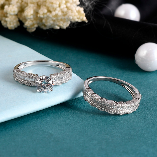 SILVER CRYSTA DAISY DIAMOND RING