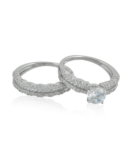 SILVER CRYSTA DAISY DIAMOND RING