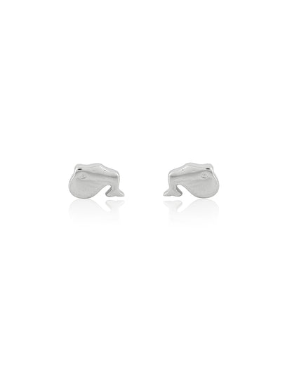 SILVER CURVE WHALE EARRINGS