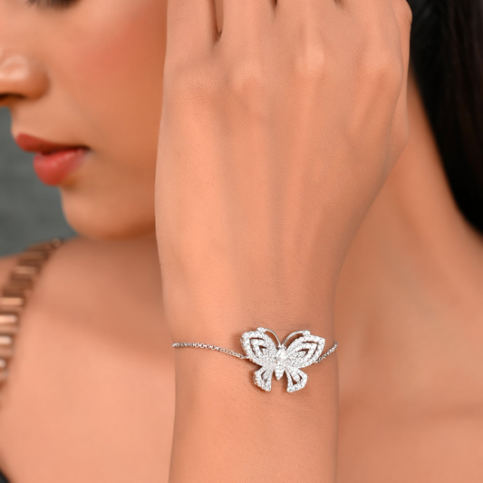 SILVER DIAMOND BUTTERFLY BRACELET