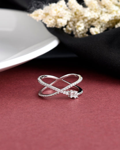 SILVER DIAMOND DUALCLUSTER RING