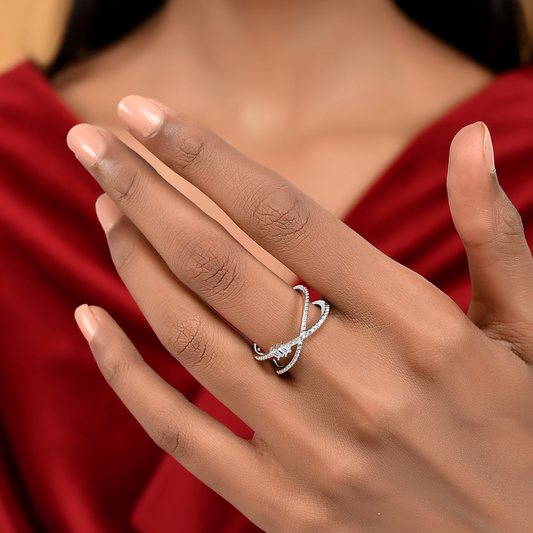 SILVER DIAMOND DUALCLUSTER RING
