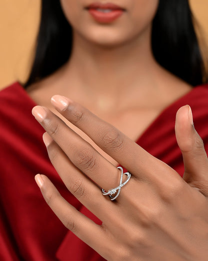 SILVER DIAMOND DUALCLUSTER RING