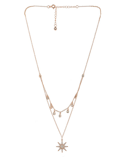SILVER ROSEGOLD DIAMOND DUOLAYER STAR NECKLACE