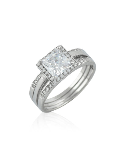 SILVER DIAMOND INTERLOCKED RING